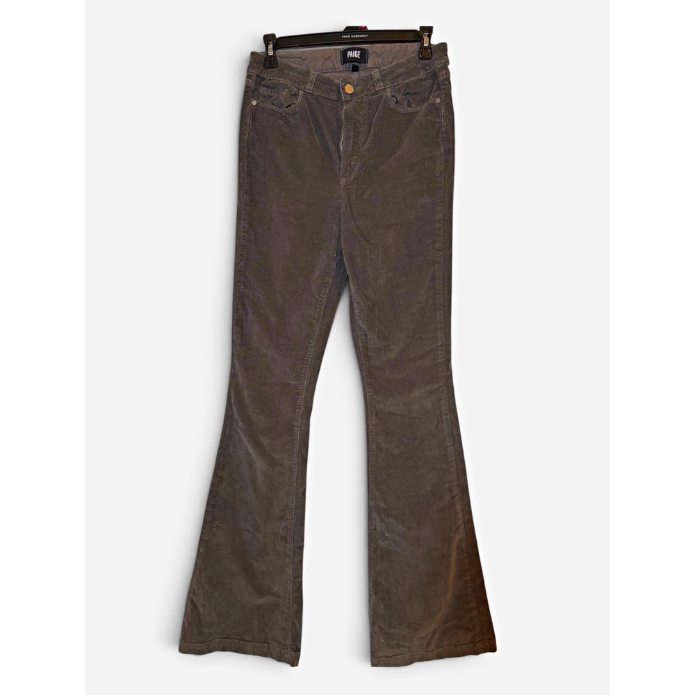 PAIGE Bell Canyon Pants Womens 30 Granite Grey Corduroy High Rise Flare USA